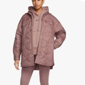 #211 - NWT Nike Sportswear Essential Quilted Trench Jacket Coat Size XL Mauve